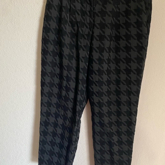 Ann Taylor Houndstooth Textured Black High Waist Ankle Workwear Office Pants 8P - Picture 3 of 12